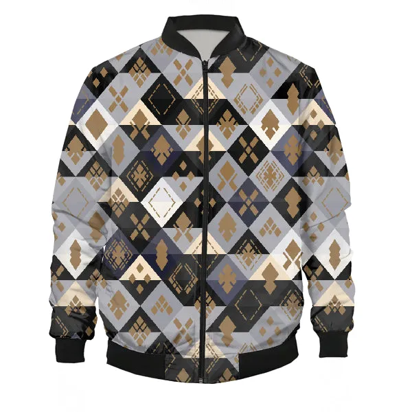 Abstract Pattern Bomber Jacket