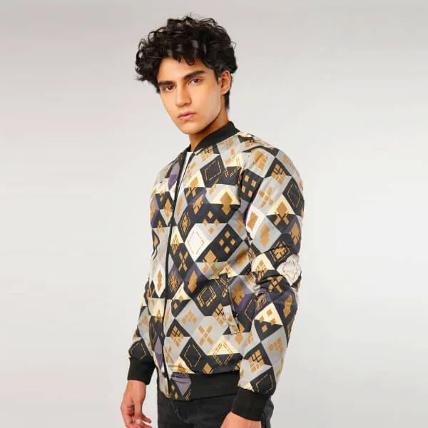 Abstract Pattern Bomber Jacket