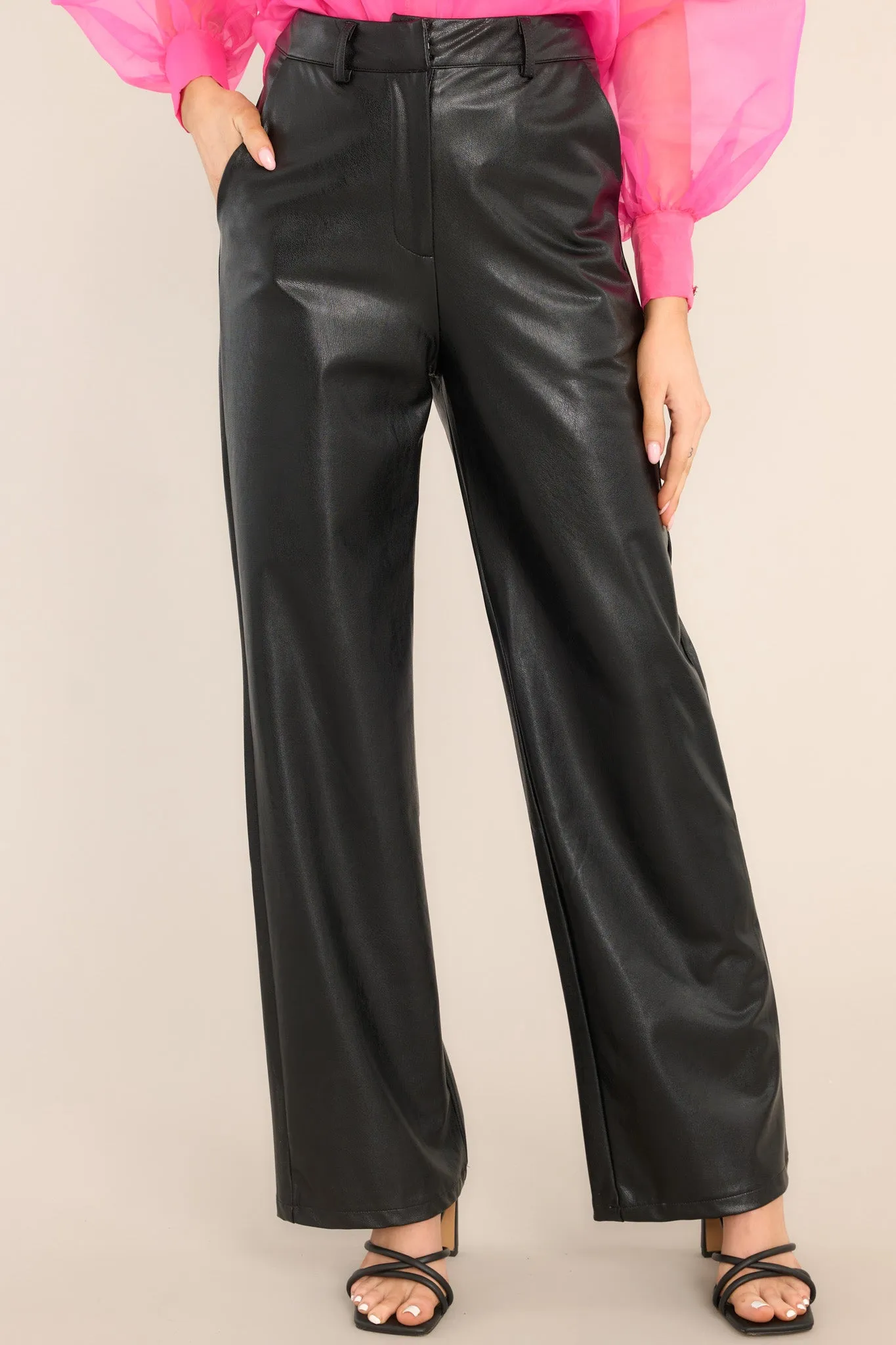 Always Stylish Black Faux Leather Pants