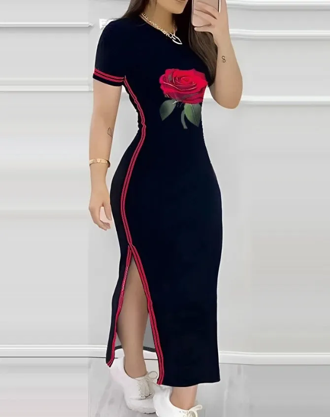 Amabel - Stylish Striped Floral Maxi Dress for Women