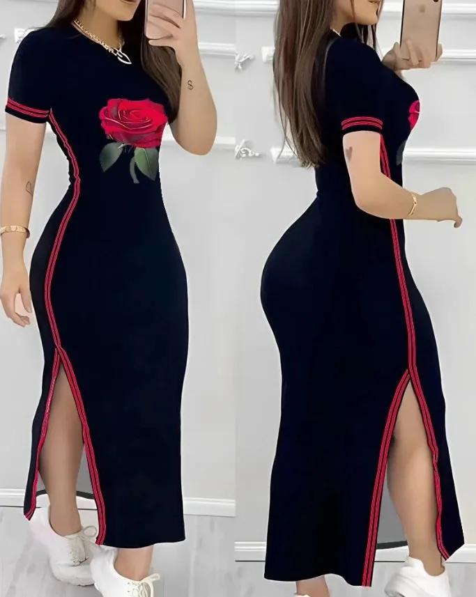 Amabel - Stylish Striped Floral Maxi Dress for Women