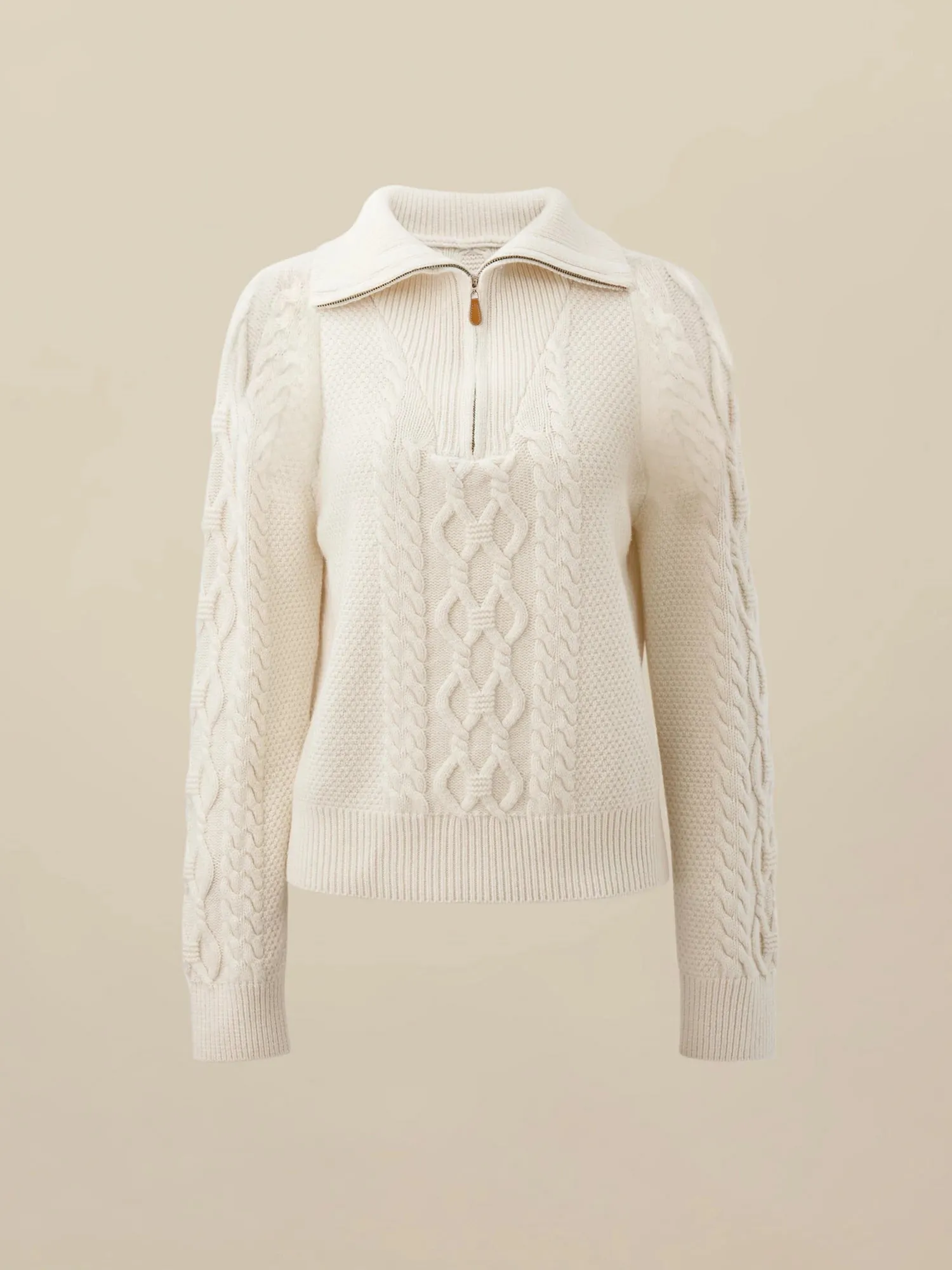 Amoretu Women's 100% Wool Stand Collar Cable Knit Sweater