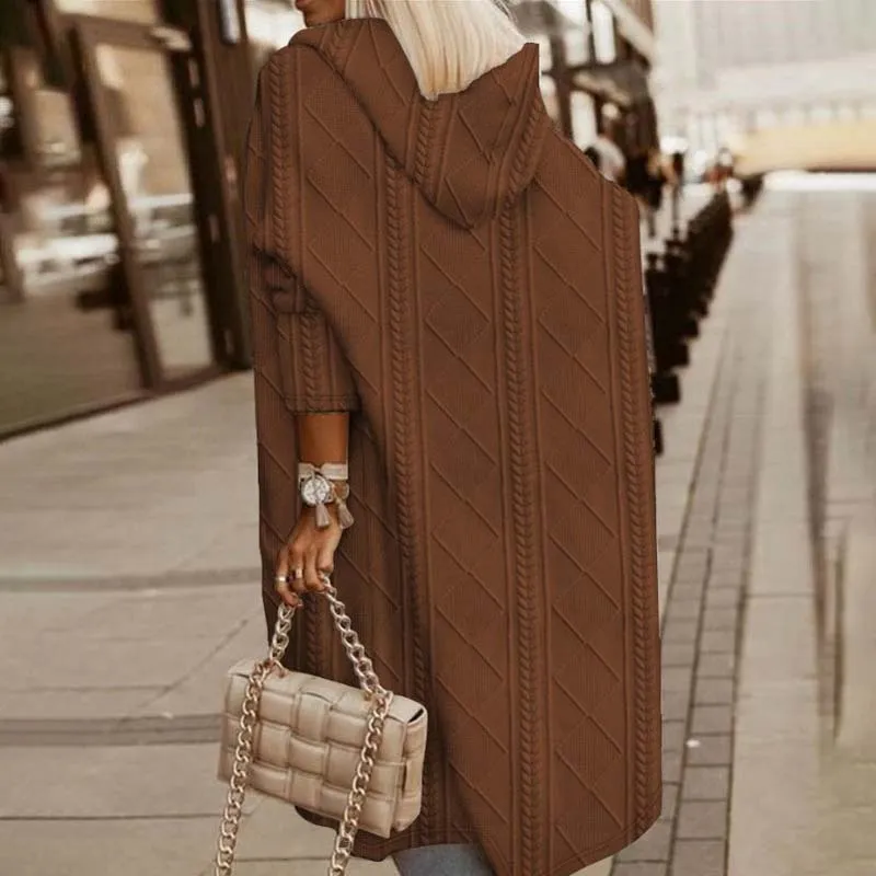 Annele Dekker Cardigan | Warm gebreid lang vest met capuchon voor dames