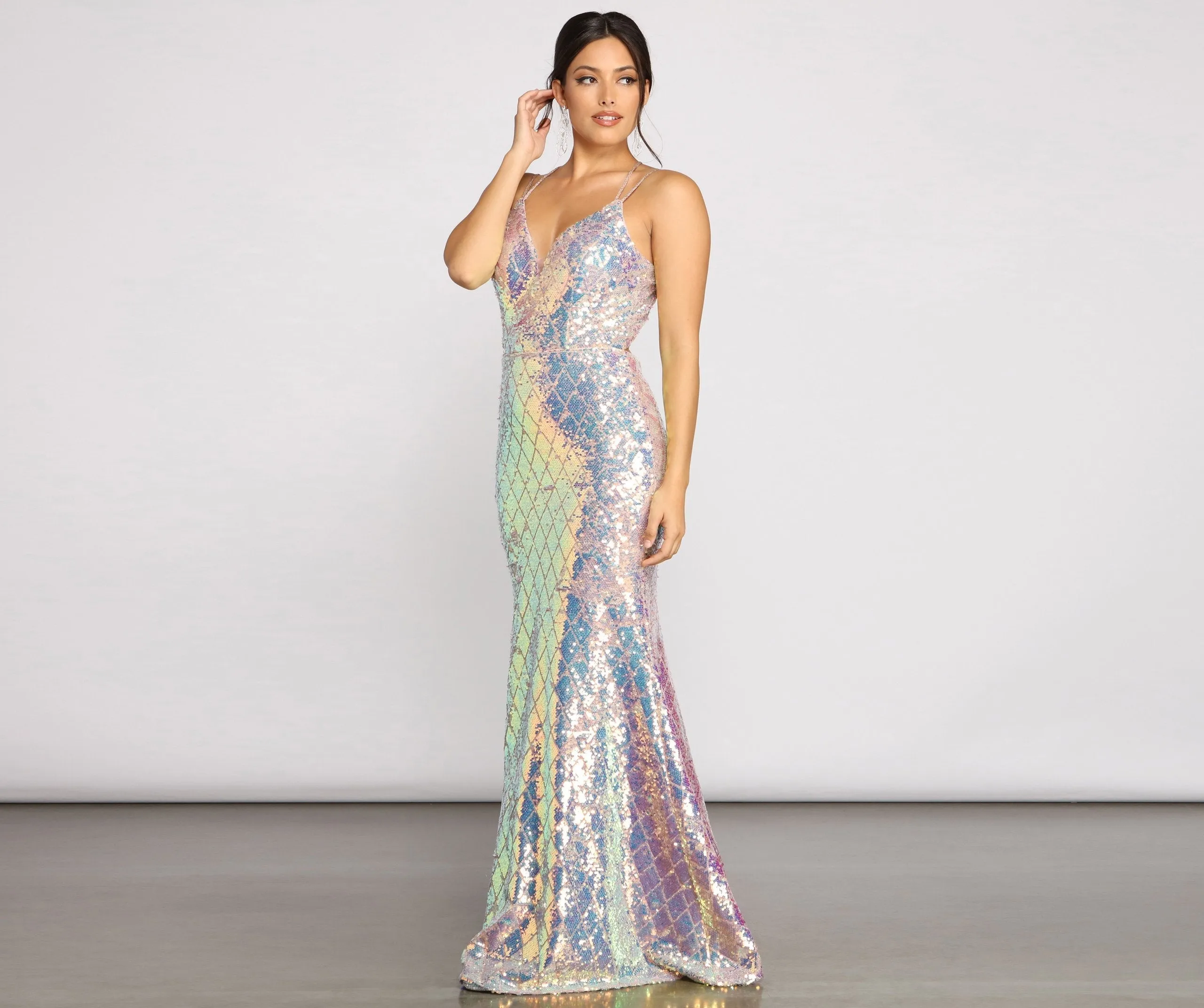 Ariel Formal Stylish Iridescent Sequin Dress