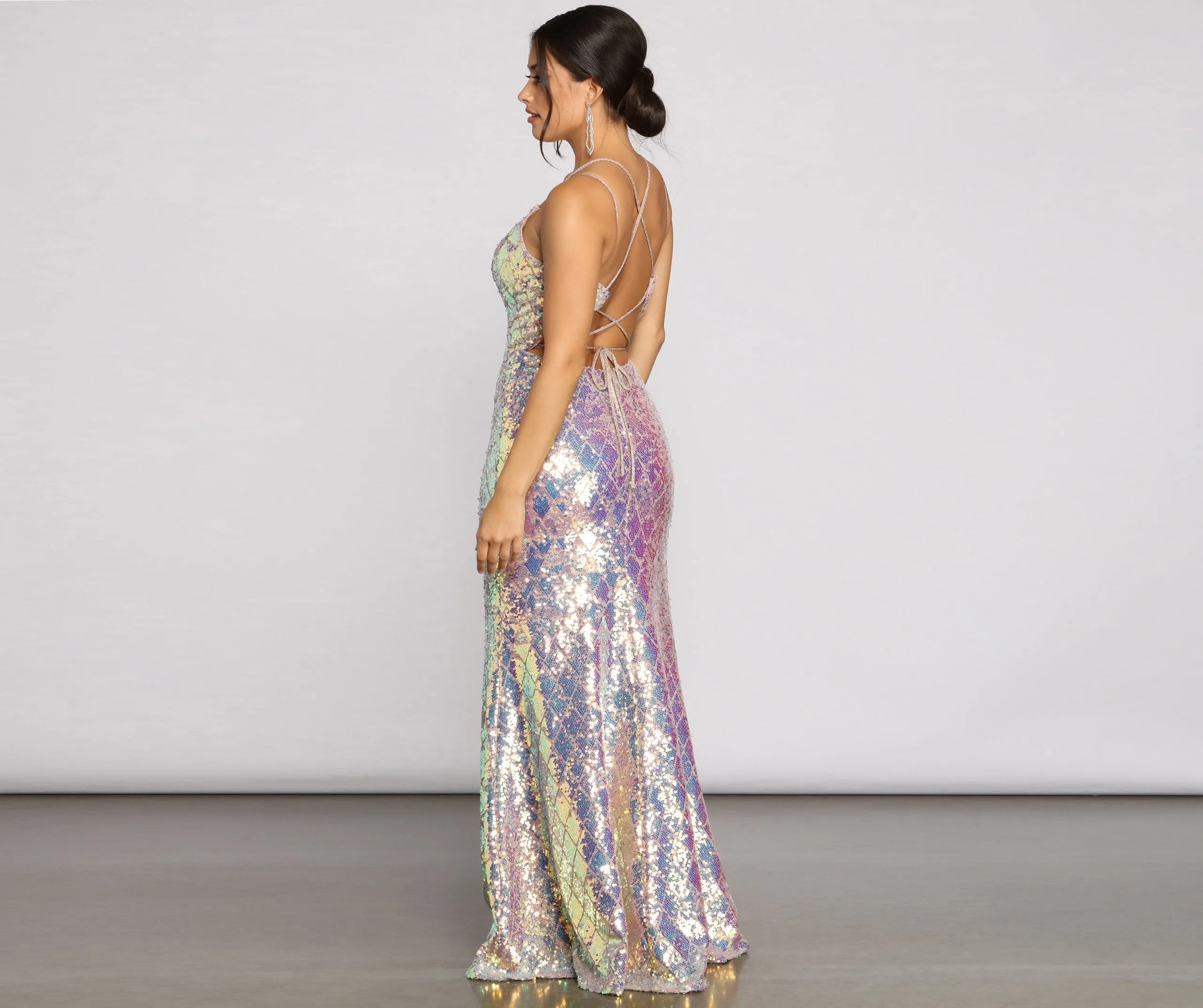Ariel Formal Stylish Iridescent Sequin Dress