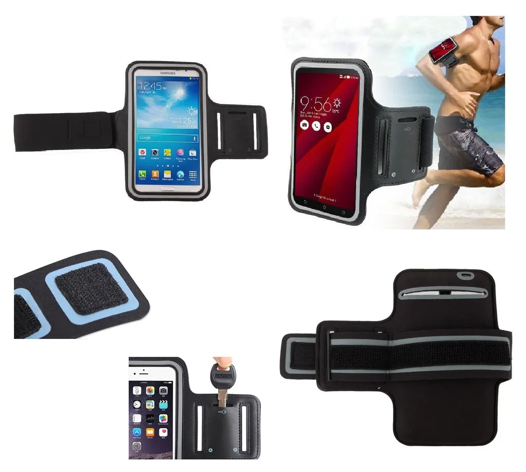 Armband Professional Cover Neoprene Waterproof Wraparound Sport with Buckle for SHARP AQUOS V (2019) - Black