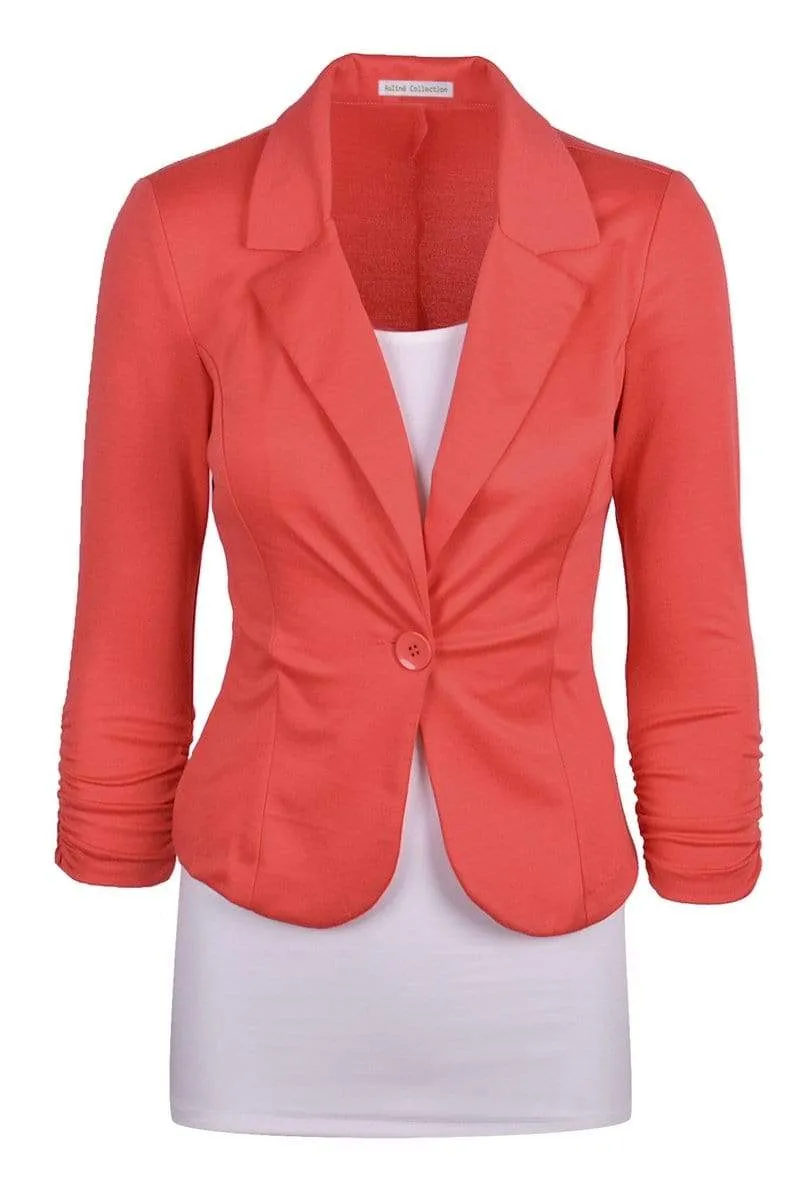 Auliné Collection Women's Casual Work Solid Color Knit Blazer Plus Size