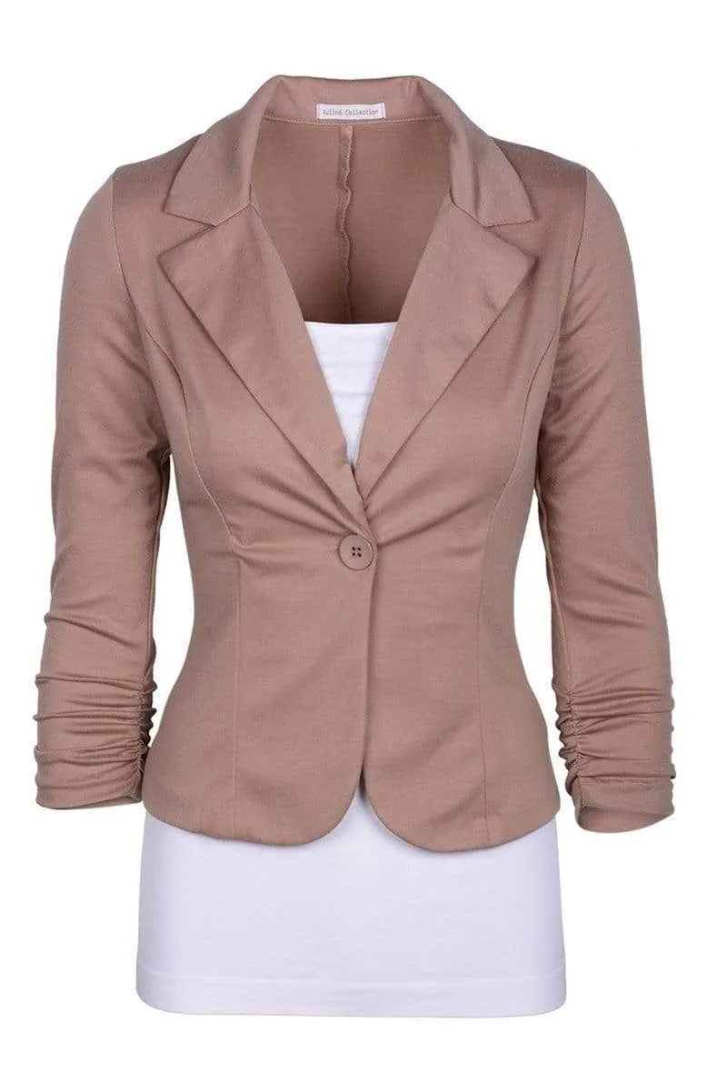 Auliné Collection Women's Casual Work Solid Color Knit Blazer Plus Size
