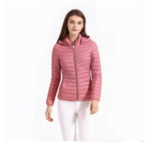 Autumn And Winter Zipper Short Hooded Detachable Solid Color Stand Collar Lightweight Cotton-padded Jacket