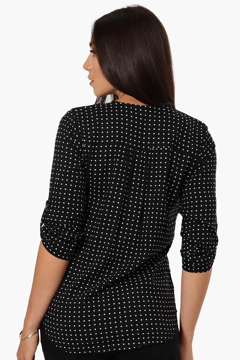 Beechers Brook Dotted Roll Up Sleeve Shirt - Black