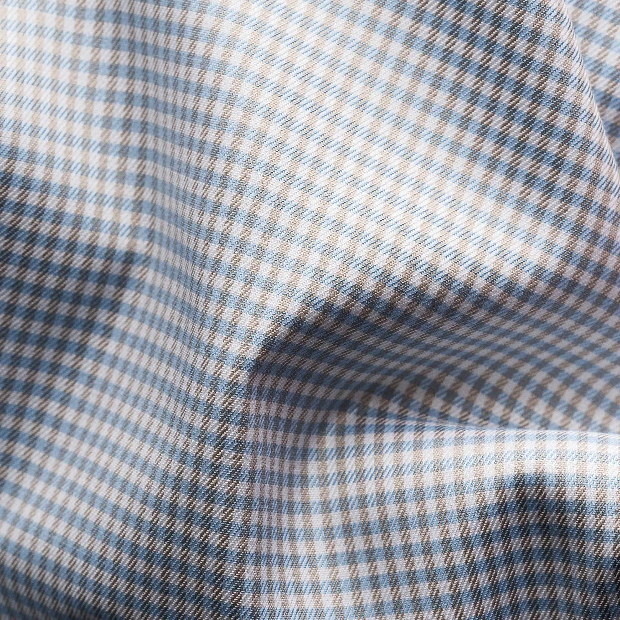 Beige Micro Check Cotton Tencel™ Lyocell Slim Fit Shirt - ETON