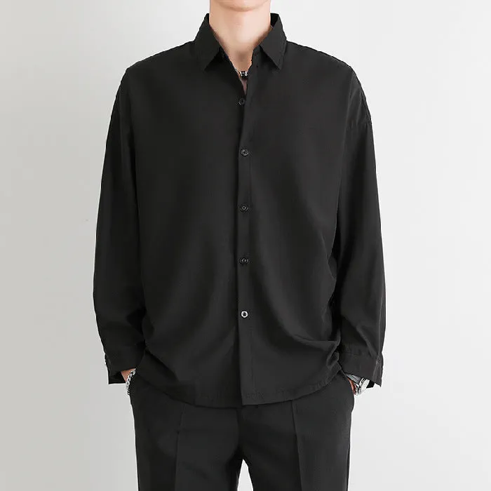 Black Shirt Men Long Sleeved Korean Trendy Stylish dkMen Casual Non-iron White Men Shirt