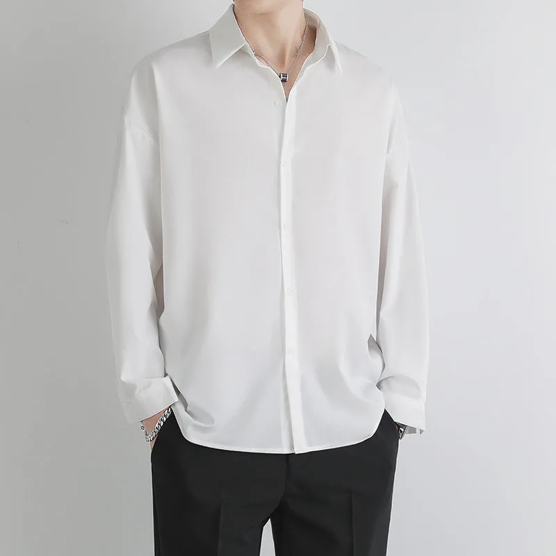 Black Shirt Men Long Sleeved Korean Trendy Stylish dkMen Casual Non-iron White Men Shirt