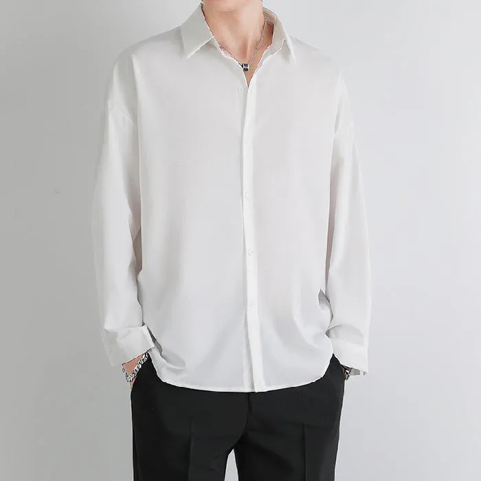 Black Shirt Men Long Sleeved Korean Trendy Stylish dkMen Casual Non-iron White Men Shirt