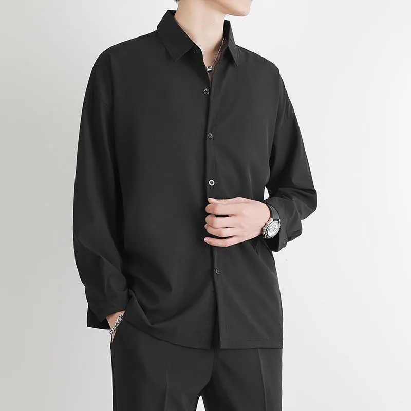 Black Shirt Men Long Sleeved Korean Trendy Stylish dkMen Casual Non-iron White Men Shirt