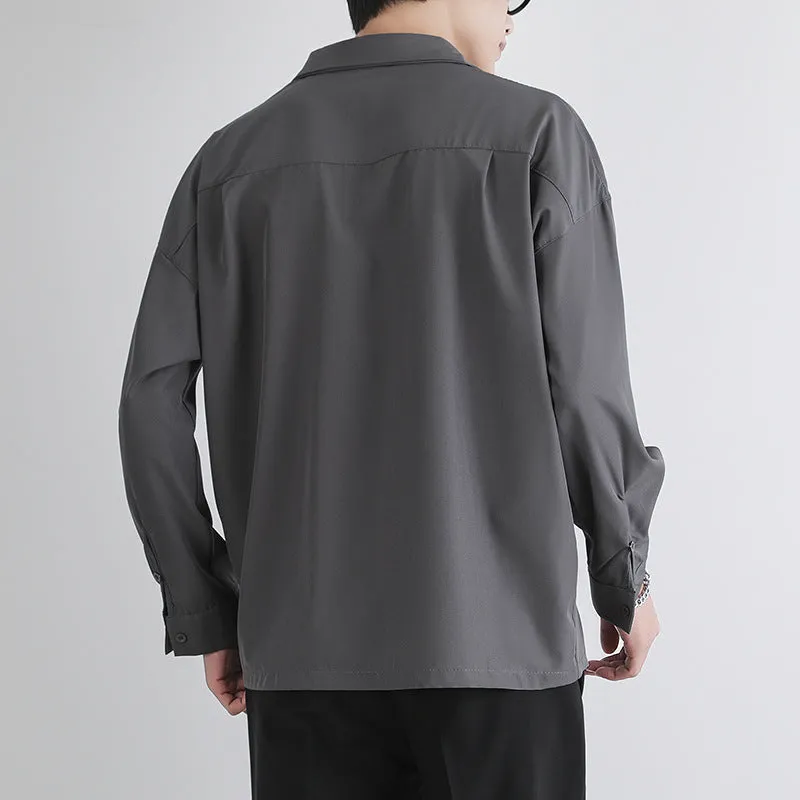 Black Shirt Men Long Sleeved Korean Trendy Stylish dkMen Casual Non-iron White Men Shirt
