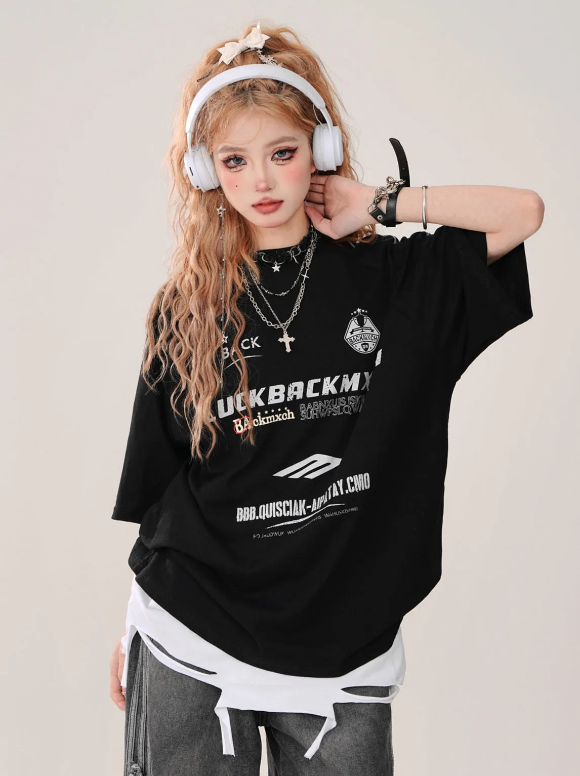 Black Top Cross   Street Chain American T-Shirt Tank Loose