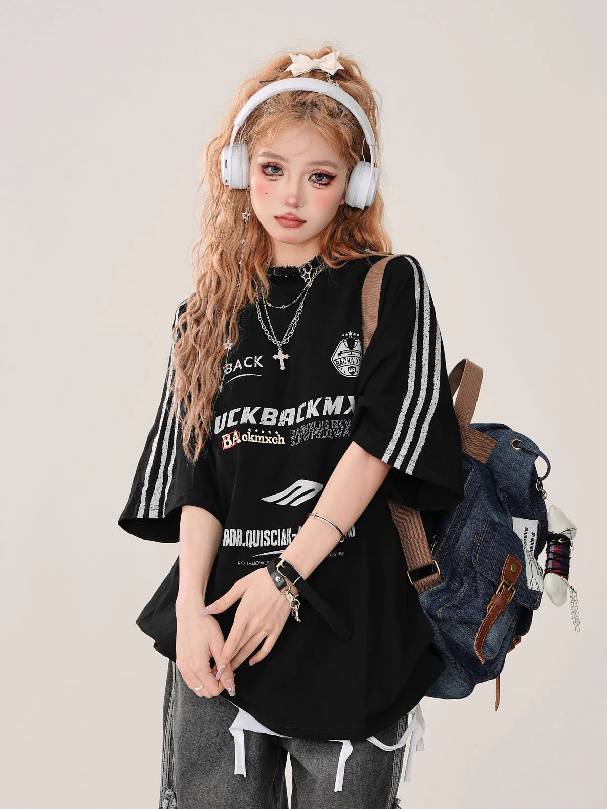 Black Top Cross   Street Chain American T-Shirt Tank Loose