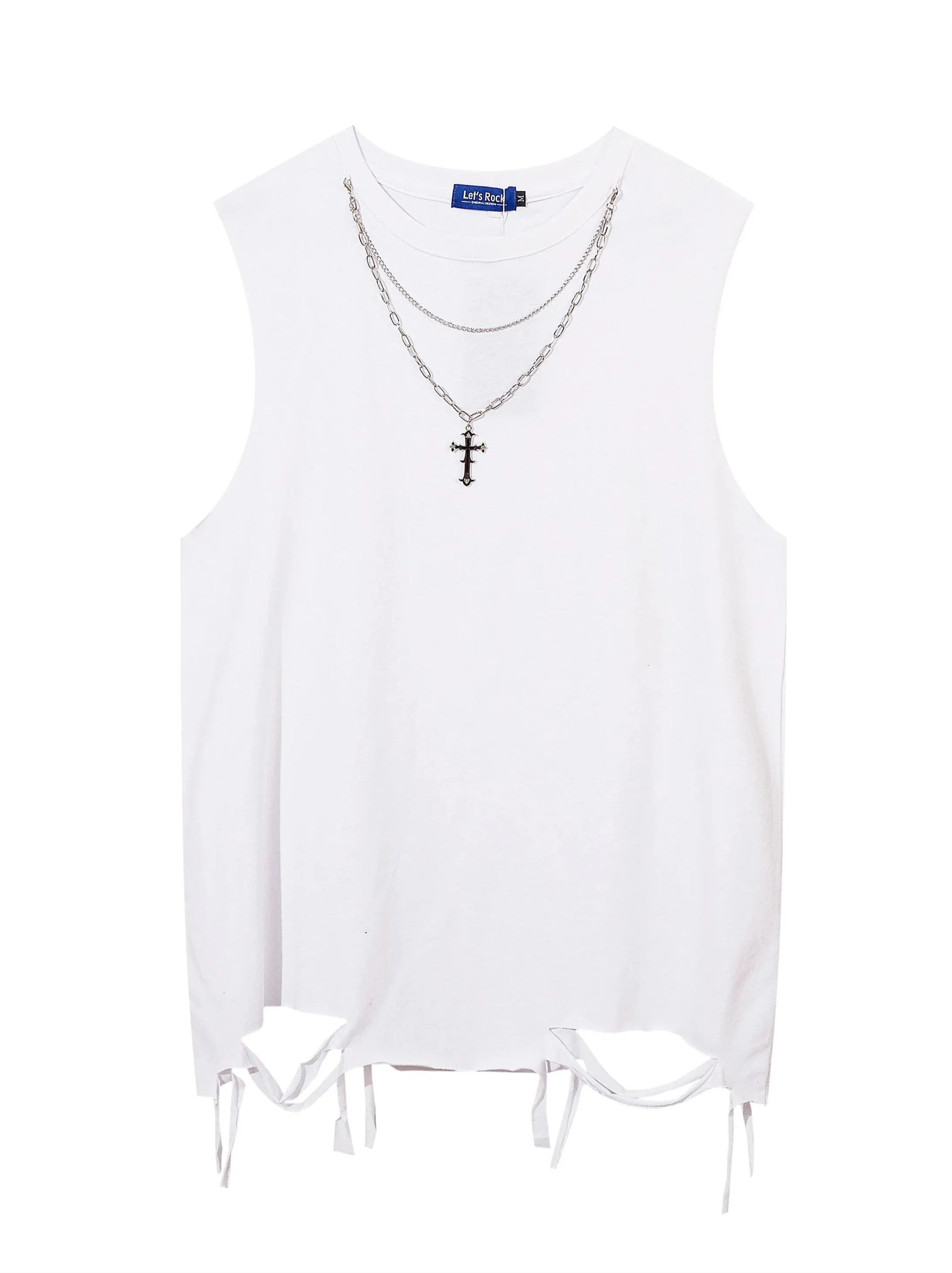 Black Top Cross   Street Chain American T-Shirt Tank Loose
