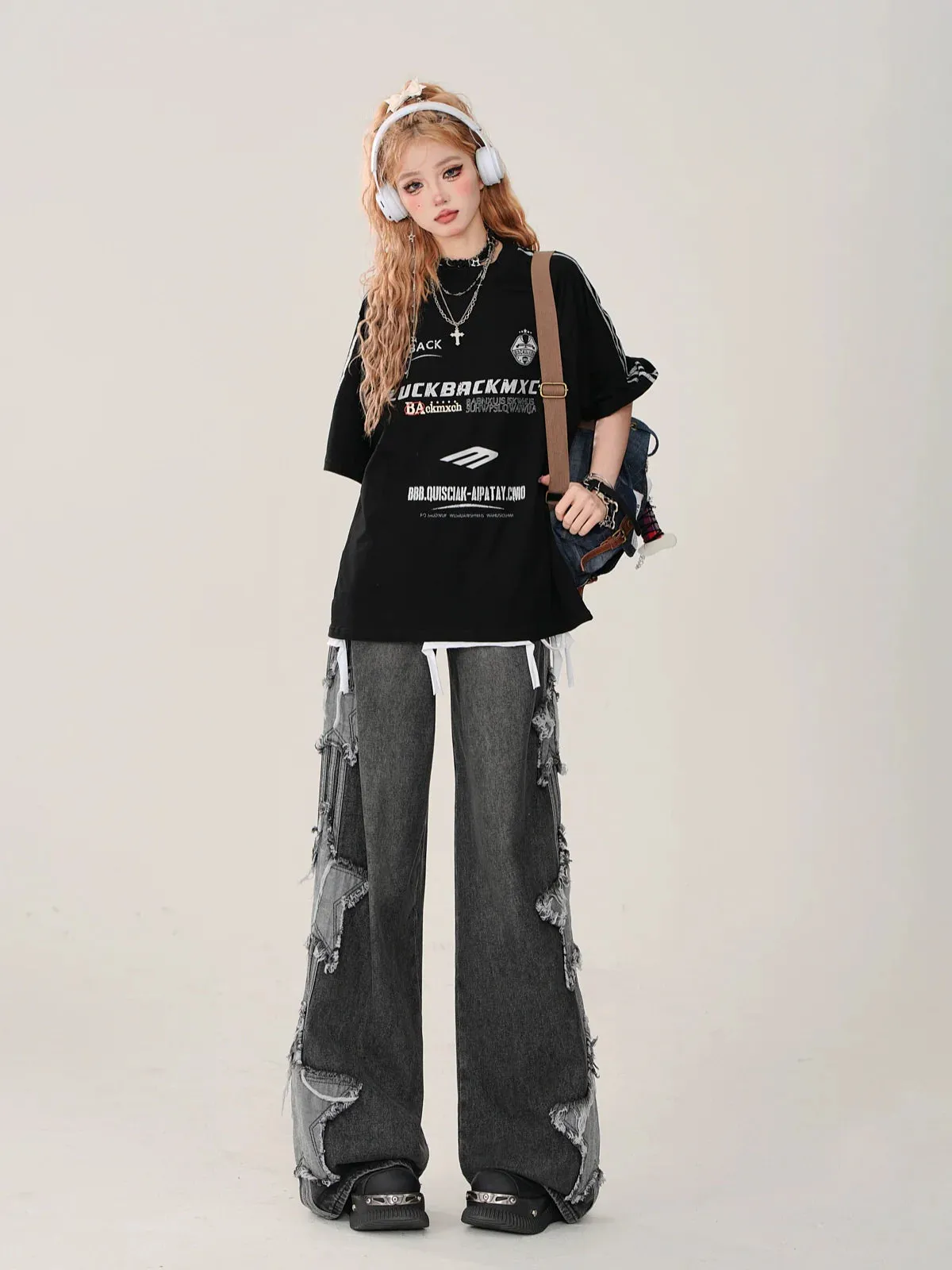 Black Top Cross   Street Chain American T-Shirt Tank Loose