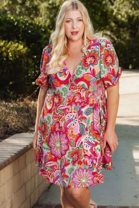 Buy Stylish Plus Size Wrap Dress - Paisley & Floral Print