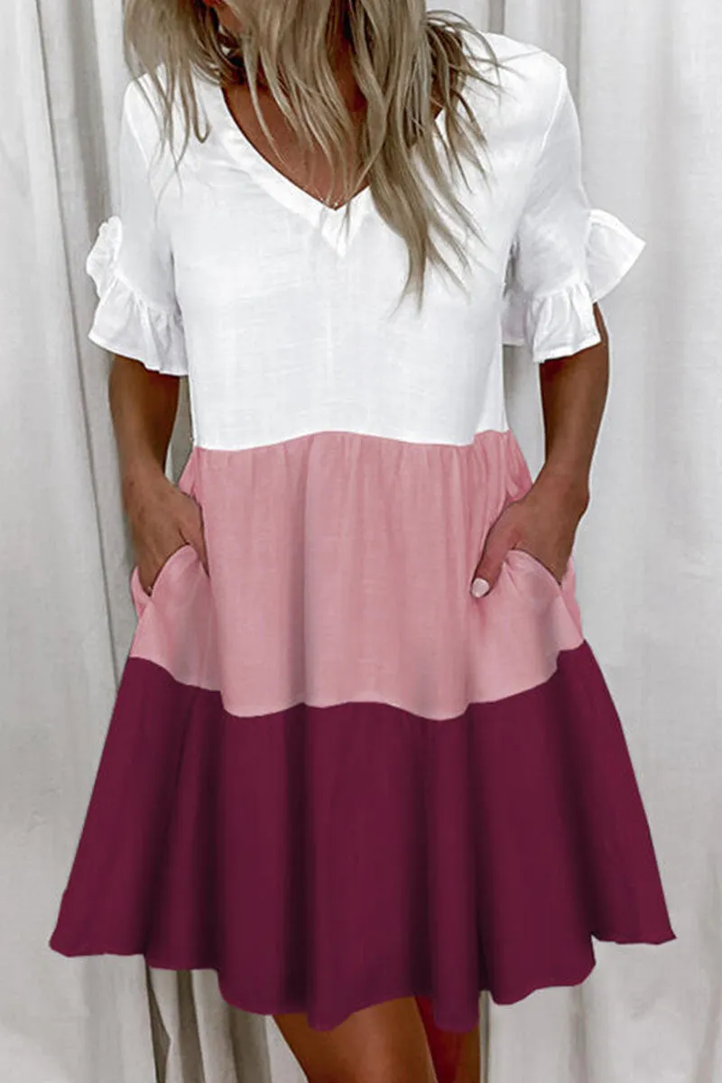 Casual & Stylish Classic Solid V Neck A Line Mini Dresses(4 Colors)