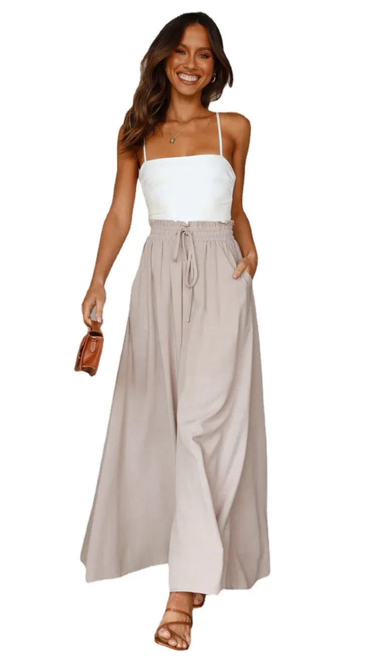 Casual High Waist Wide Leg Loose Fashionable Women's Trousers