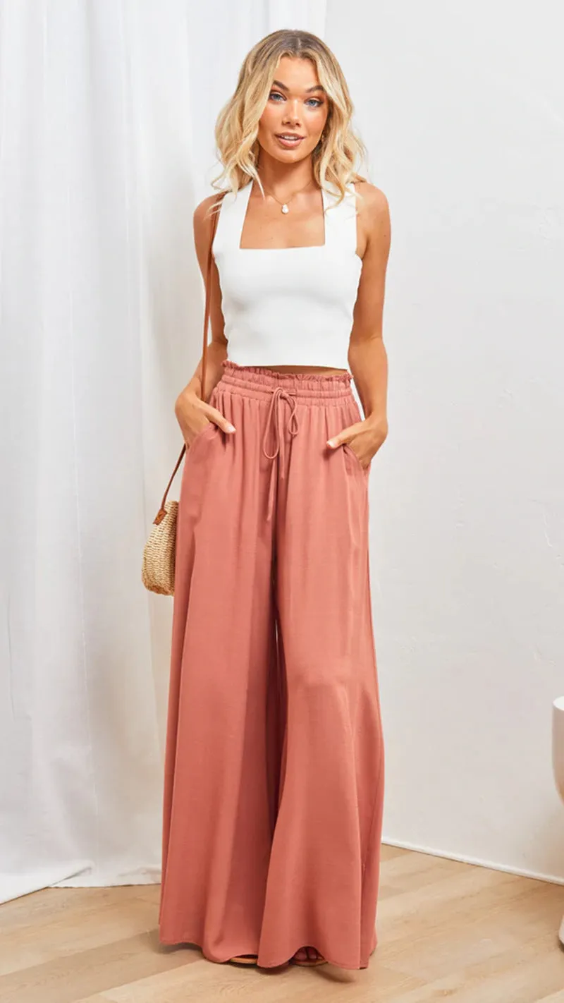 Casual High Waist Wide Leg Loose Fashionable Women's Trousers