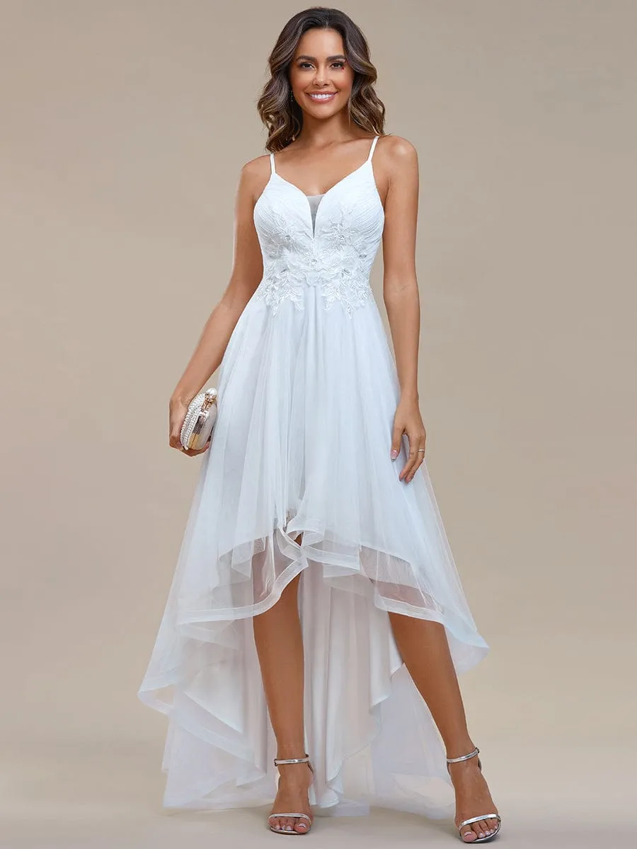 Chic and Stylish Sleeveless Prom Dress with High-Low Hemline