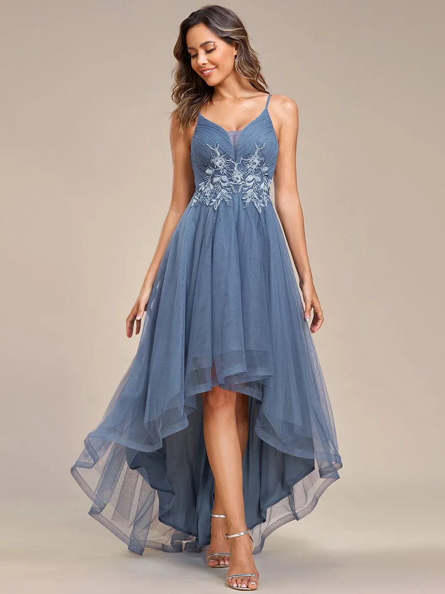 Chic and Stylish Sleeveless Prom Dress with High-Low Hemline