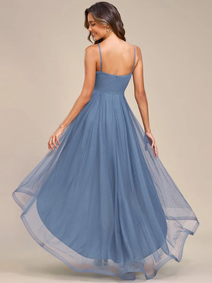 Chic and Stylish Sleeveless Prom Dress with High-Low Hemline
