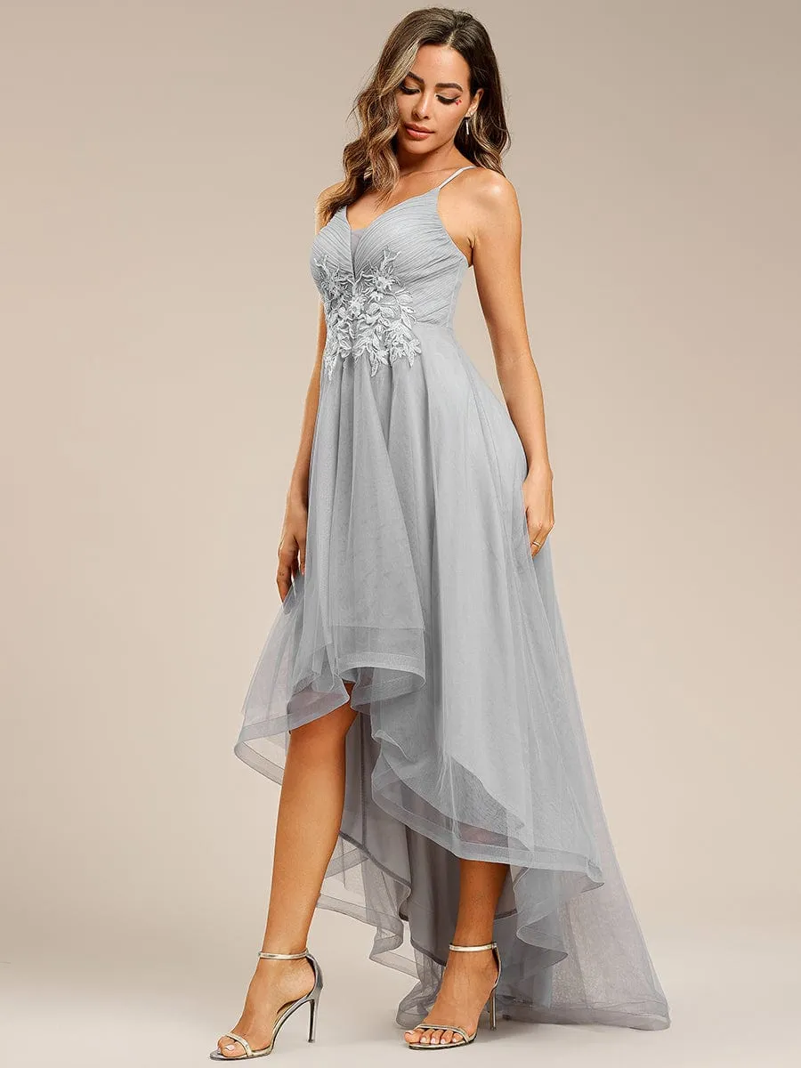 Chic and Stylish Sleeveless Prom Dress with High-Low Hemline