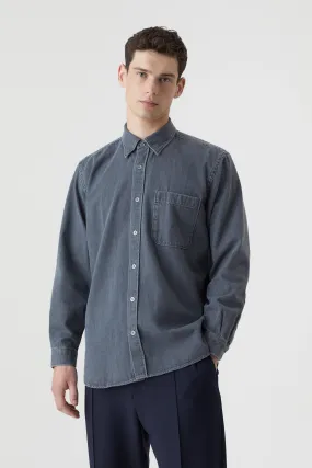 Closed Medium Grey Denim Formal Army Shirt