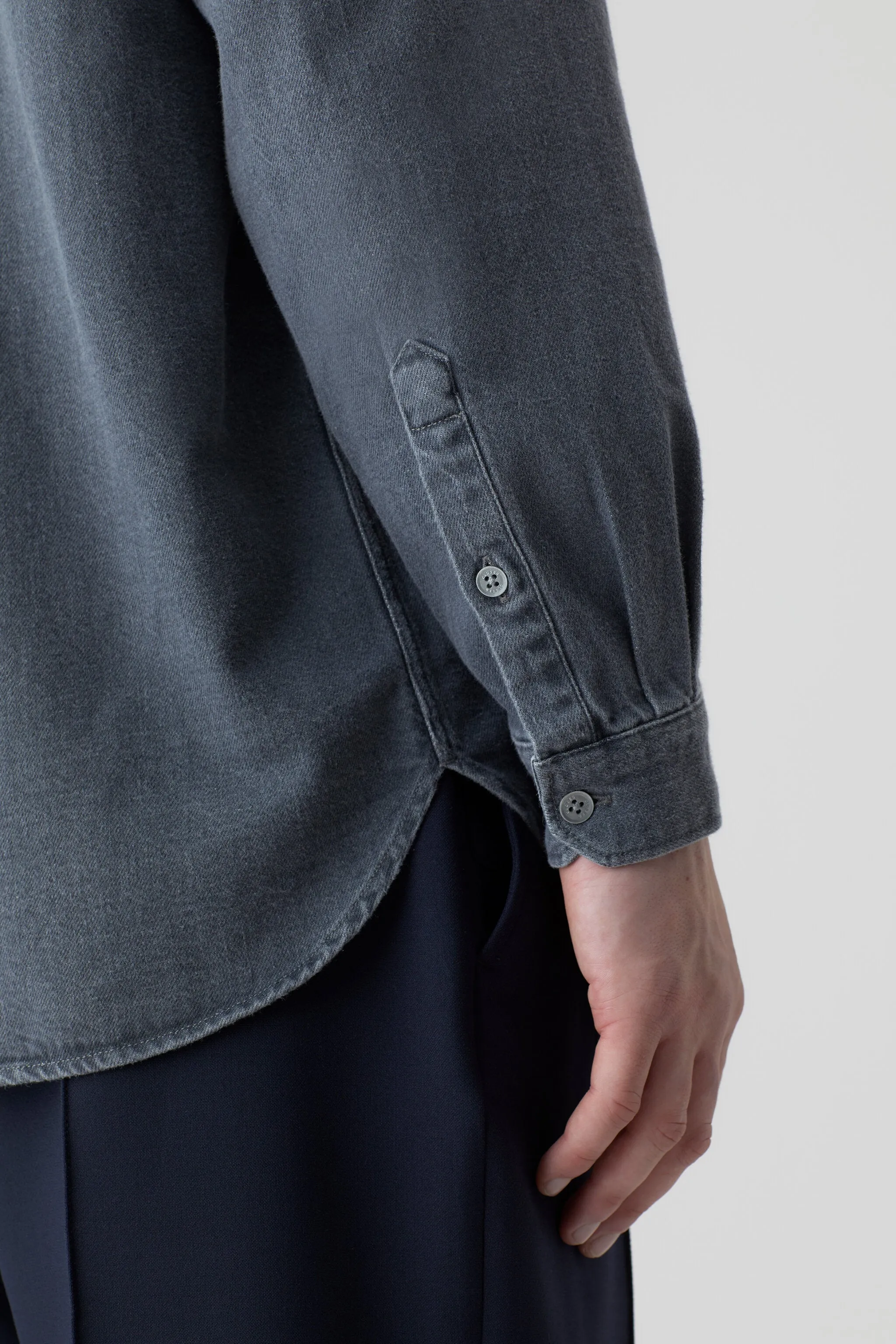 Closed Medium Grey Denim Formal Army Shirt