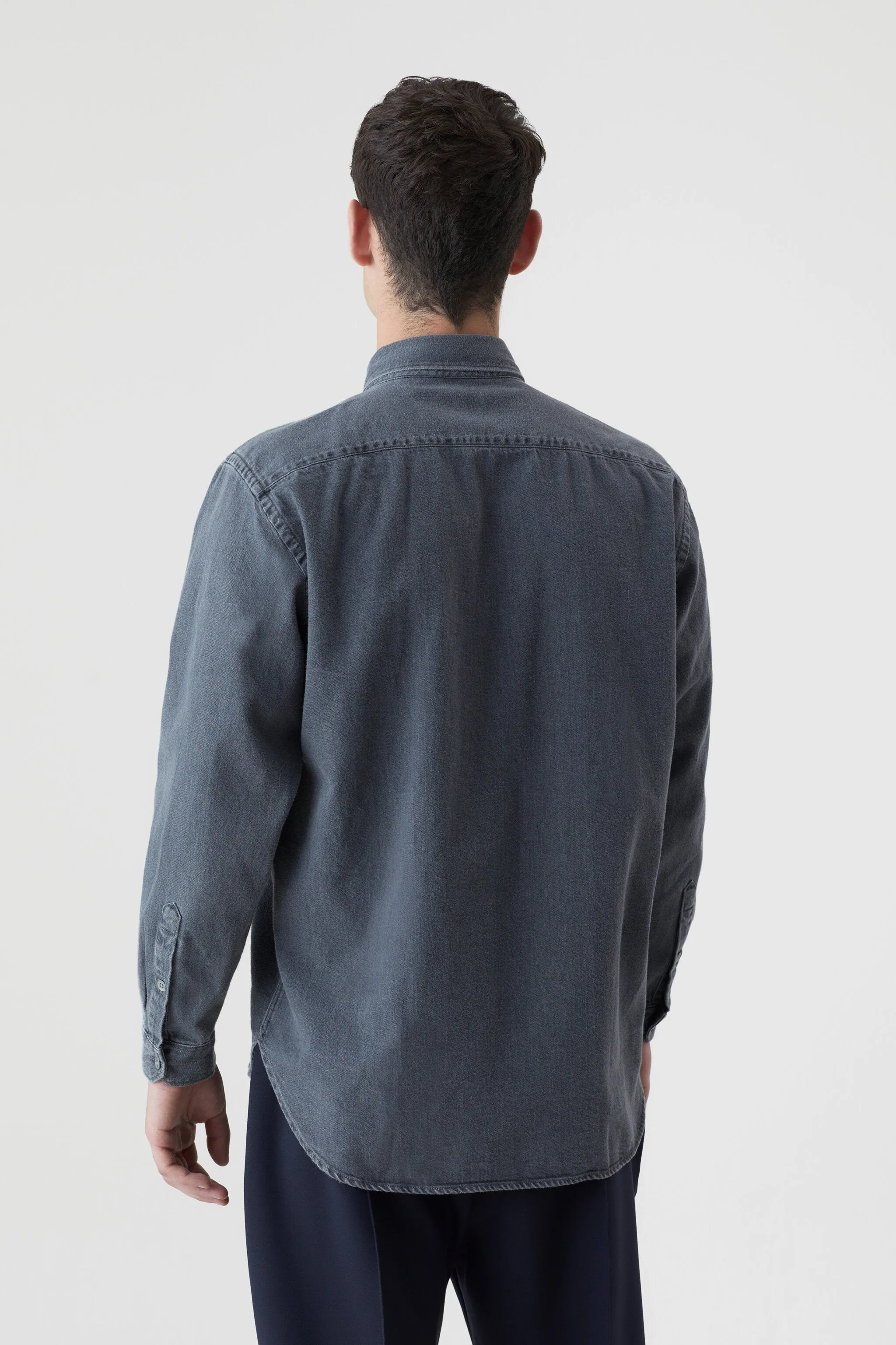 Closed Medium Grey Denim Formal Army Shirt