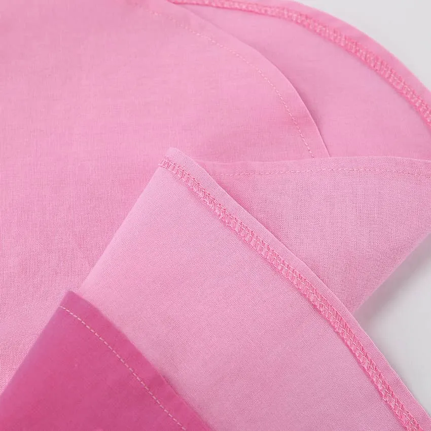 Cotton and Linen Pink Loose-Fit Long-Sleeve Shirt with Turn-Down Collar for Women