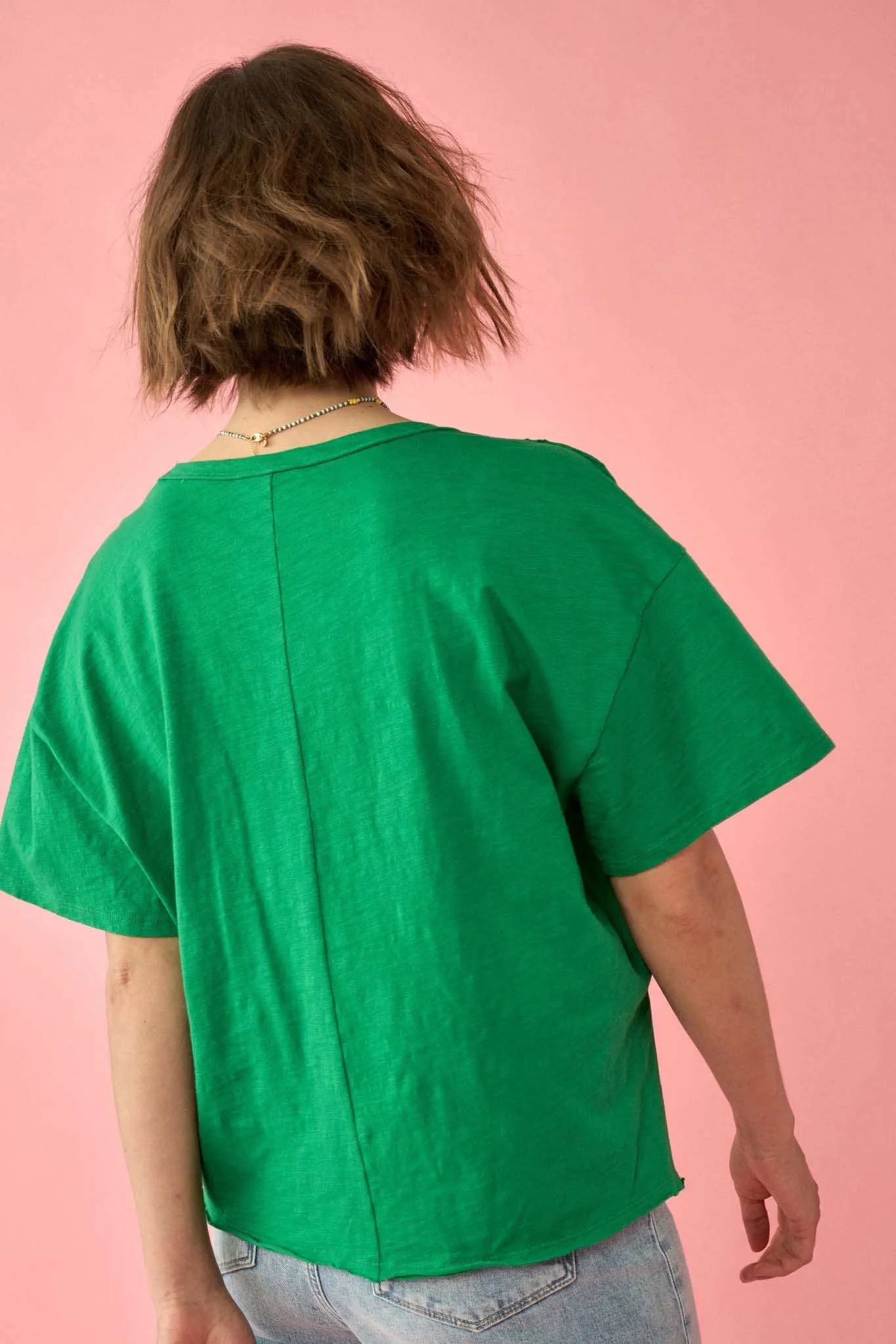 Easy Fit Vintage-Wash Slub Cotton Split-Hem Tee