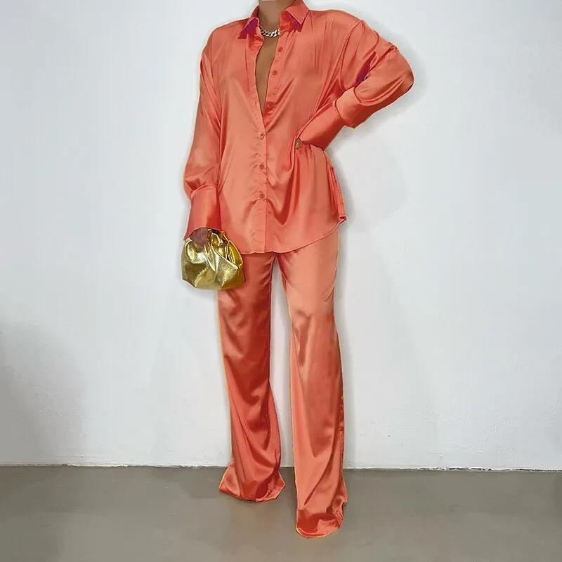 Elegant Satin Women Matching Sets "I mean business "
