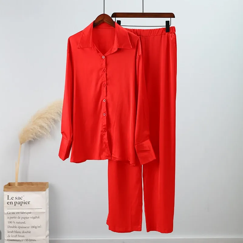 Elegant Satin Women Matching Sets "I mean business "