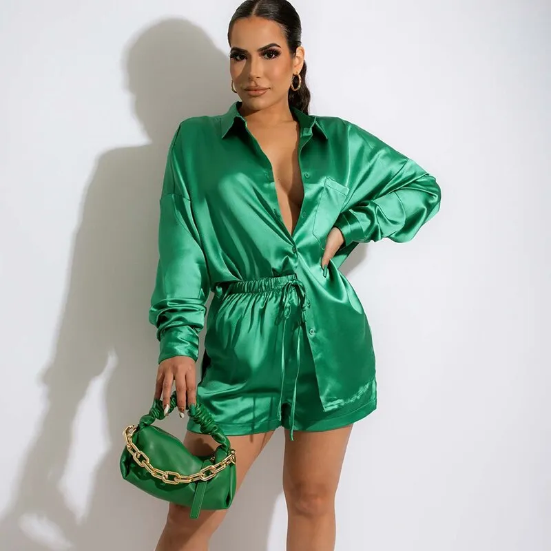 Elegant Satin Women Matching Sets "I mean business "