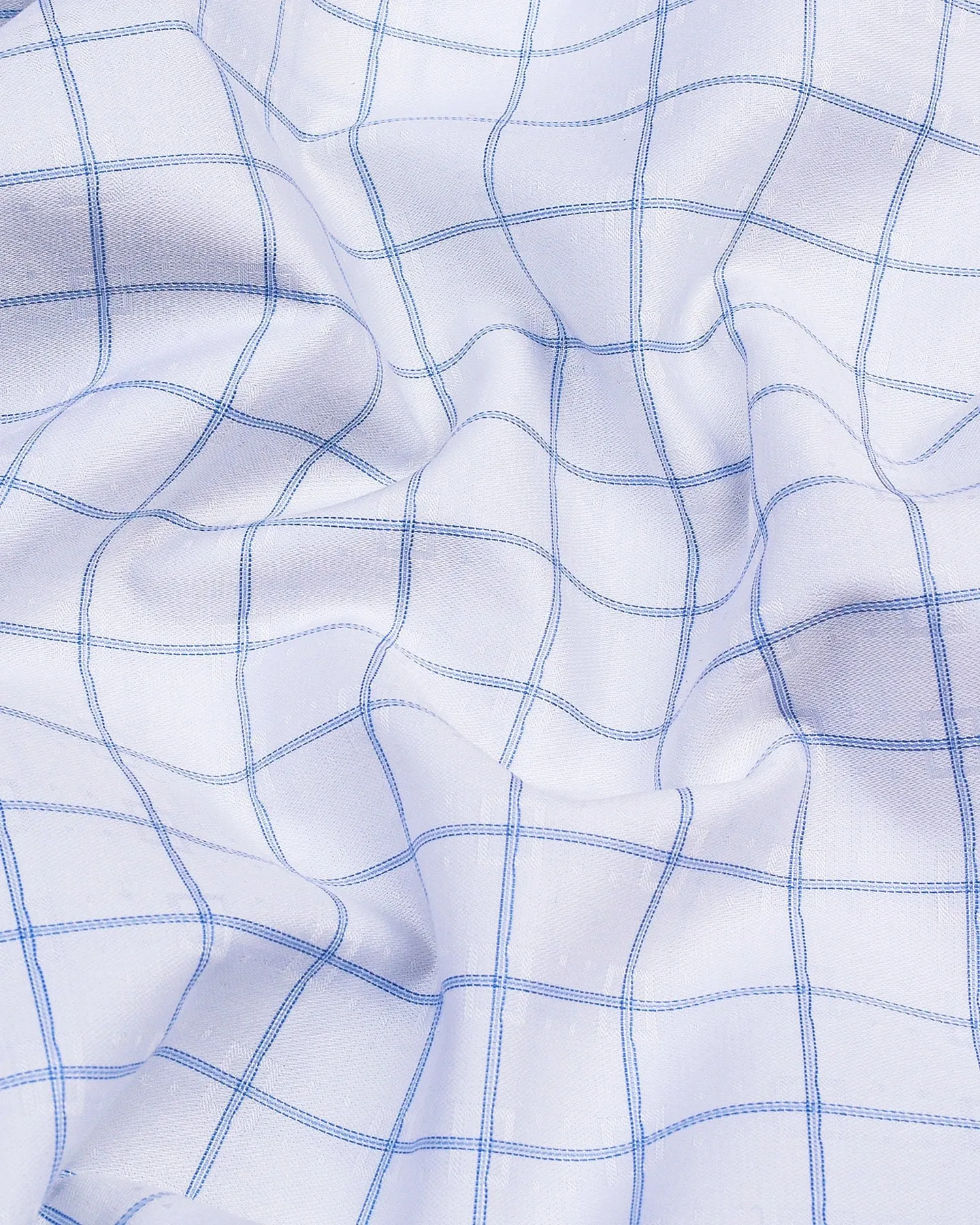 Exter Blue With White Check Dobby Cotton Shirt