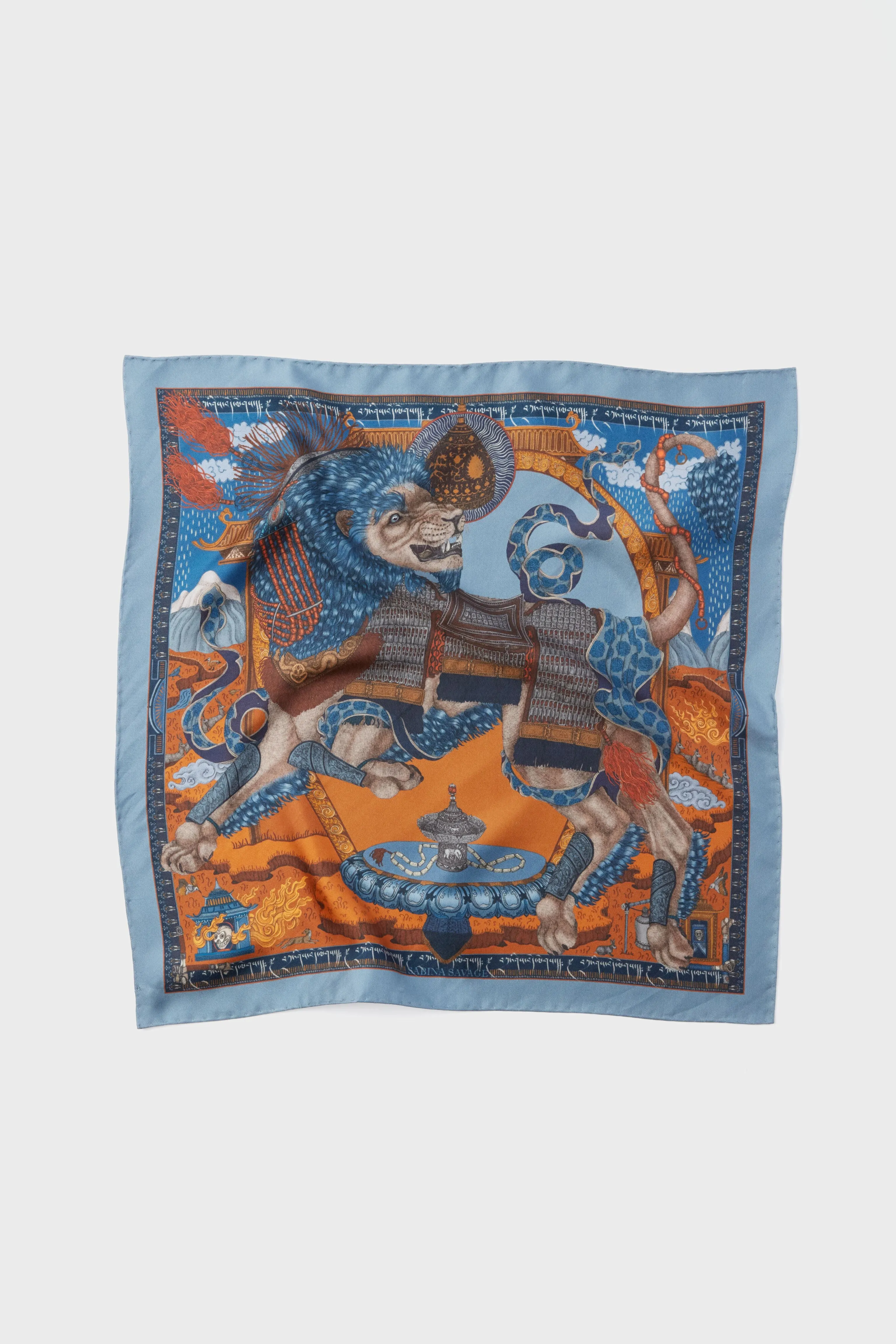 Fire Ice The Snow Lion Small Silk Scarf
