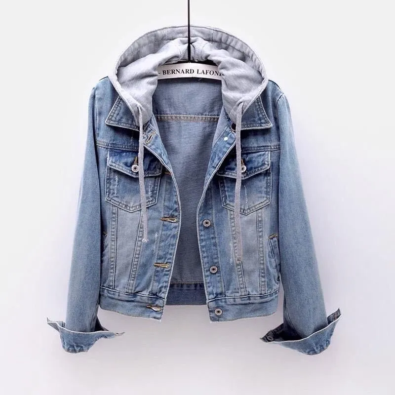 Fitshinling Fleece Warm Winter Jean Jacket Female Pockets Button Soft Hooded Warm Outerwear Fashion
