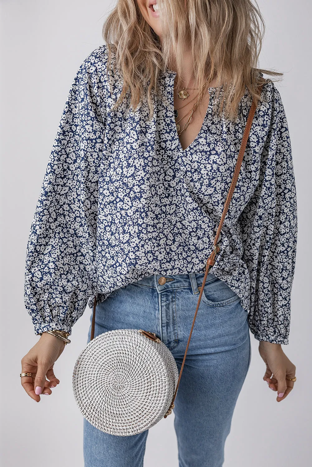 Floral Print Puff Sleeve Blouse