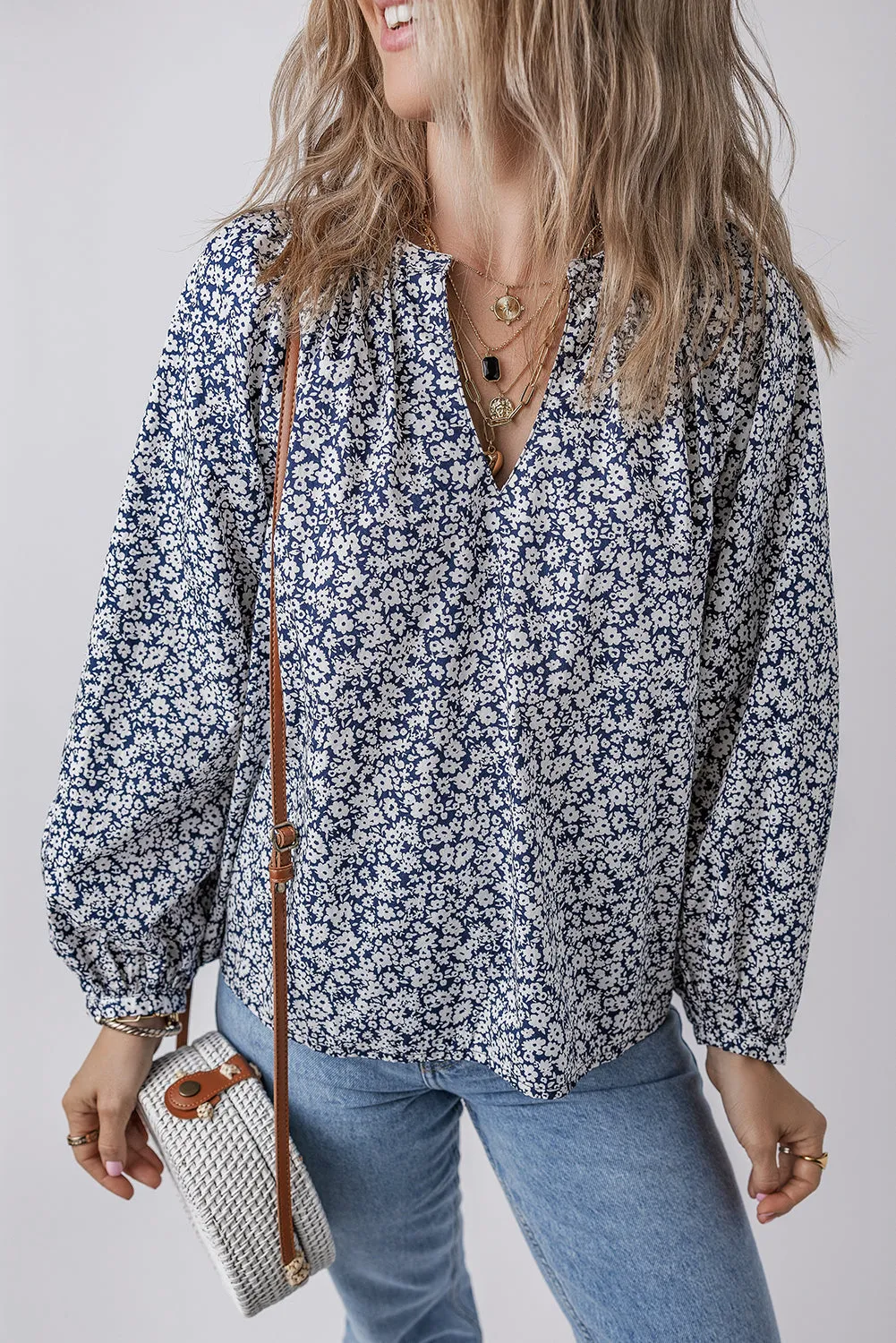 Floral Print Puff Sleeve Blouse