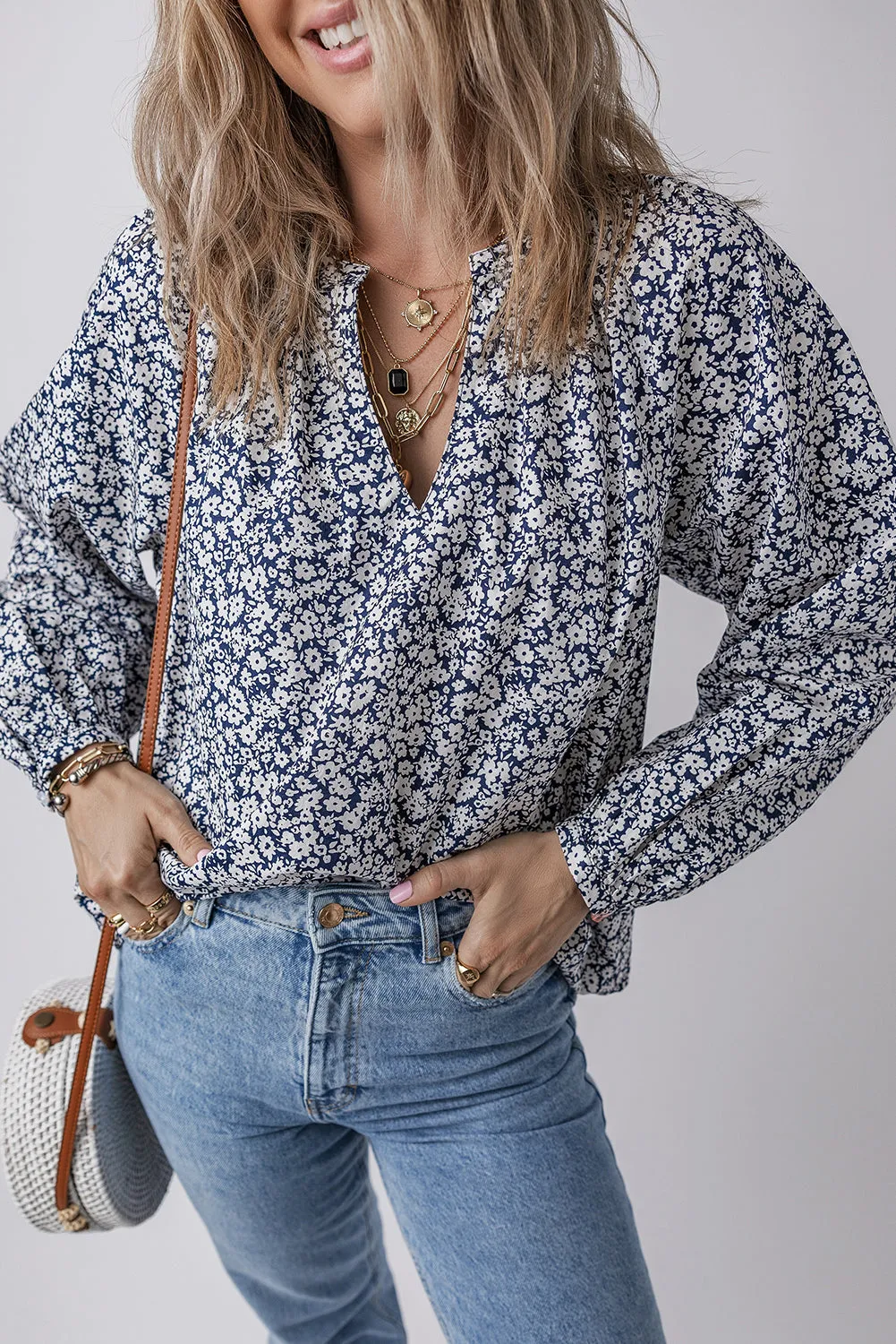 Floral Print Puff Sleeve Blouse