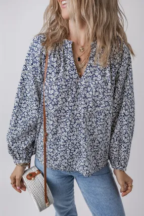 Floral Print Puff Sleeve Blouse
