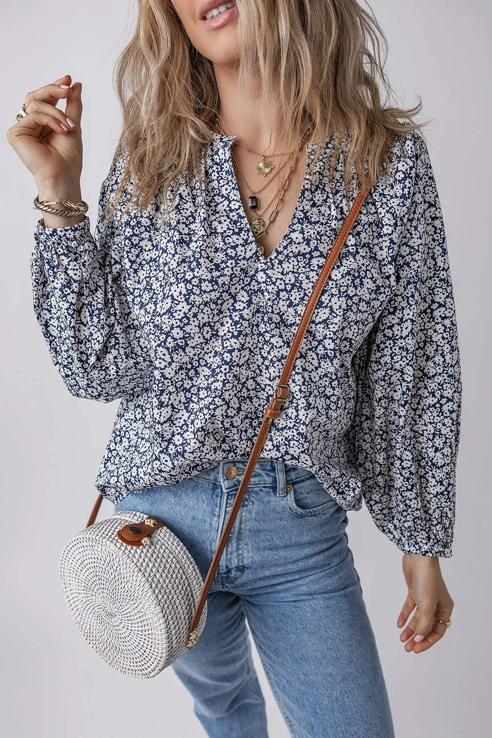 Floral Print Puff Sleeve Blouse