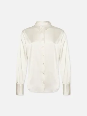 FRAME The Standard Silk Stretch Shirt in Off White