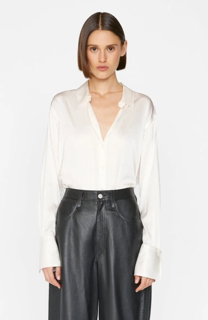 FRAME The Standard Silk Stretch Shirt in Off White